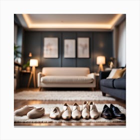 Shoes In A Living Room Canvas Print