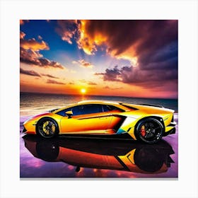 Sunset With A Lamborghini Canvas Print
