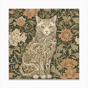 William Morris Style Cats Textiles 7 Canvas Print