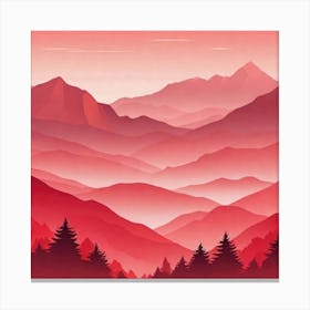 Misty mountains background in red tone 31 Canvas Print