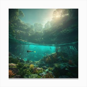 Scuba Diving Underwater Canvas Print