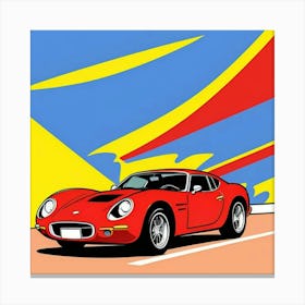 Vintage Sports Car Halftone Style Scene Canvas Print