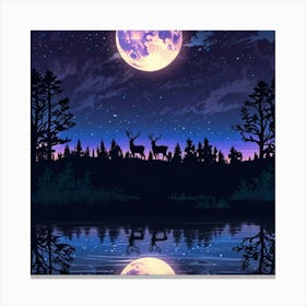 Leonardo Anime Xl A Serene And Mystical Night Landscape Featur 2 (1) Canvas Print