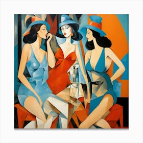 Three Ladies In Hats Canvas Print