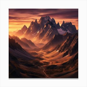 Sunset In The Mountains Canvas Print