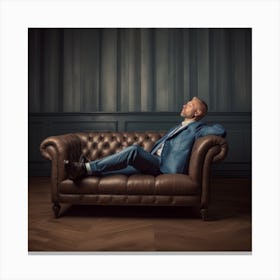 Businessman Relaxing On A Sofa Canvas Print