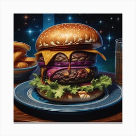 Burger In Space 3 Canvas Print