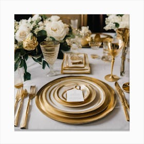 Gold Wedding Table Setting Canvas Print