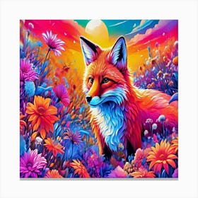 Fox In The Meadow Canvas Print