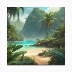 Tropical Landscape (AI) Canvas Print