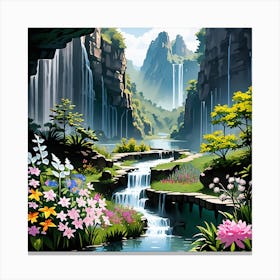 Waterfall In The Forest 1 Canvas Print