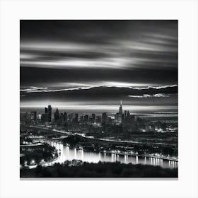 Black And White Cityscape 12 Canvas Print