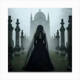 Woman In A Graveyard Canvas Print