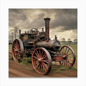 traction engine neglected in field Canvas Print