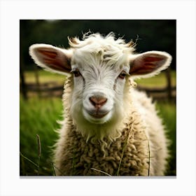 Fur Pet Cute Wool Farm Animal Wood Countryside Head Shot Country Head Graze Mammal Green (6) Canvas Print