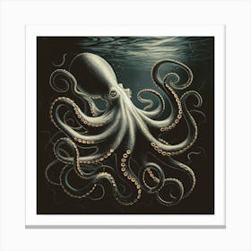 Mystic Depths Octopus In Black & Gold (2) Canvas Print