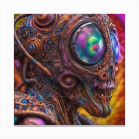 Psychedelic Biomechanical Freaky Wierdo From Another Dimension With A Colorful Background 2 Canvas Print