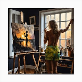 Portrait Of A Woman Painting Canvas Print