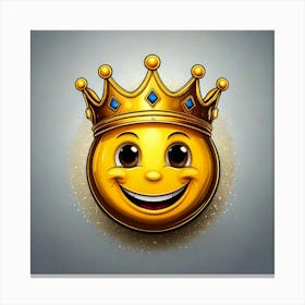 Firefly Emoji, Smiley, Face, Crown, Detailed, Realistic, Gray, Background, Royalty, Happy, Expressio (11) Canvas Print