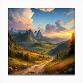 Sunset In The Mountains 4 Canvas Print