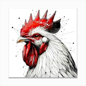 Rooster Head Creative Color Line Drawing - Wild Bird Artwork 126 Canvas Print