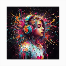Girl With Headphones 3 Canvas Print