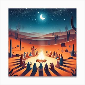 A group of people at desert Canvas Print
