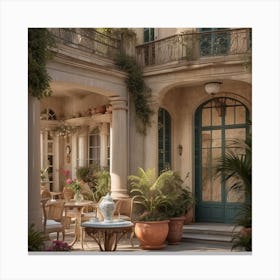 Patio With Potted Plants Canvas Print