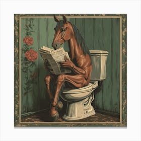 Horse Reading A Newspaper Canvas Print