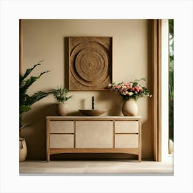 Ultra Realistic Photo Of Bali Inspired Cream Stone (1) Canvas Print