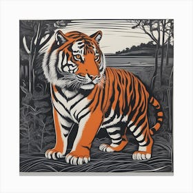 Tiger Linocut 1 Canvas Print