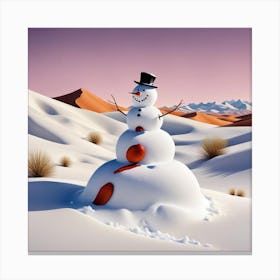 Snowman In The Desert Canvas Print