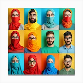 Muslim People In Hijabs Canvas Print