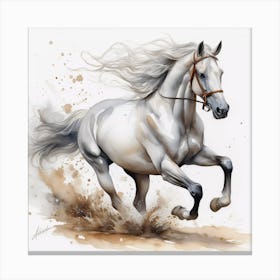 Horse Equine Gallop Animal Art Mammal Watercolor Painting Canvas Print
