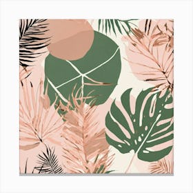 Palms Tropical Leaves Rose Gold Canvas Print
