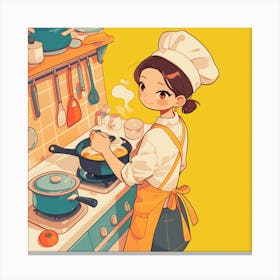 Anime Girl Cooking 1 Canvas Print