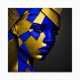 Abstract Woman In Blue And Gold Canvas Print