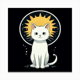 A Curious White Cat Soaking Up The Adoration Of The Sun Exclusively In A Dreamy Head To Toe Faith Canvas Print
