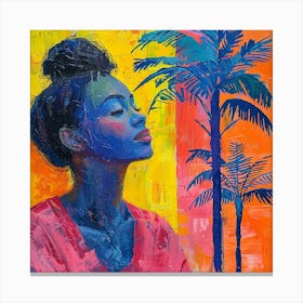 Woman With Palm Trees 1 Canvas Print