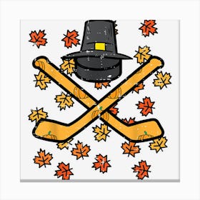 Thanksgiving Ice Hockey Sticks Puck Fall Men Women Kids Canvas Print