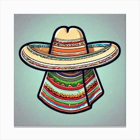 Mexican Sombrero And Poncho Sticker 2d Cute Fantasy Dreamy Vector Illustration 2d Flat Center Canvas Print