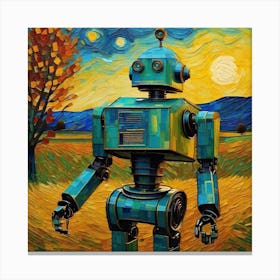Robot By Person Canvas Print