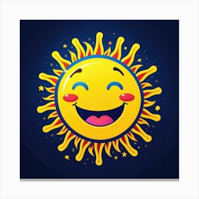 Lovely smiling sun on a blue gradient background 107 Canvas Print