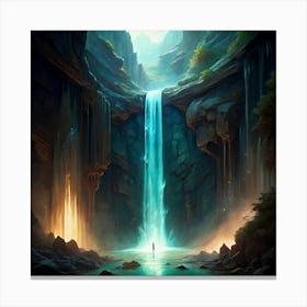 Waterfall In A Canyon Canvas Print