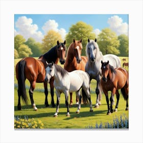 Family Of Horses Canvas Print