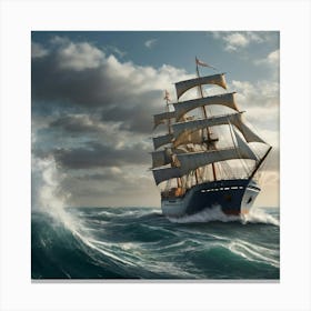 Sailing Ship In Rough Seas 1 Canvas Print