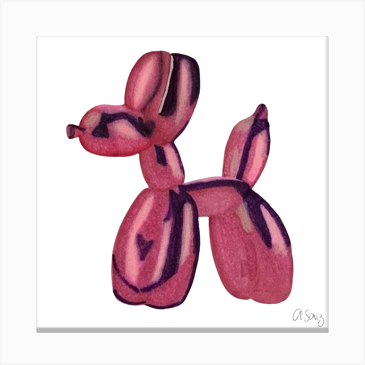 Pink dog helium ballon Leinwandbild