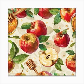 Honey And Apples Seamless Pattern Canvas Print