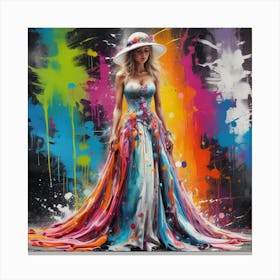 Woman In A Colorful Dress 1 Canvas Print