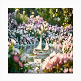 Sailboat In A Pond Canvas Print